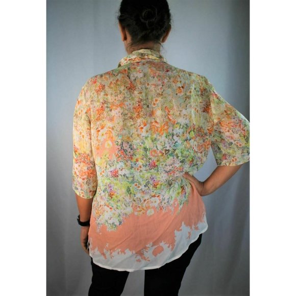 Perte by Krizia Floral Print Short Sleeve Button Up Blouse - Picture 3 of 4